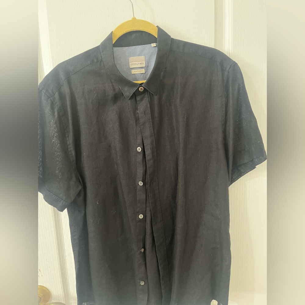 Vintage button up 100% linen shirt